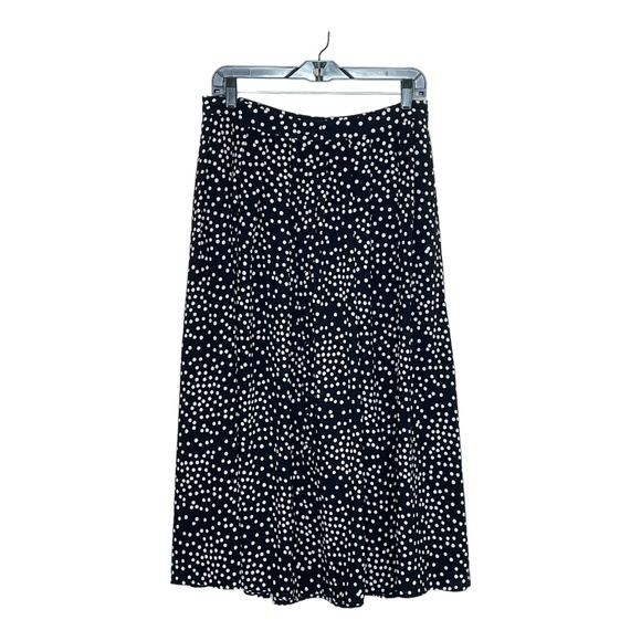 Talbots Pleated Midi Skirt Size 10 Black White Polka Dots Classic Professional‎ - Picture 1 of 5